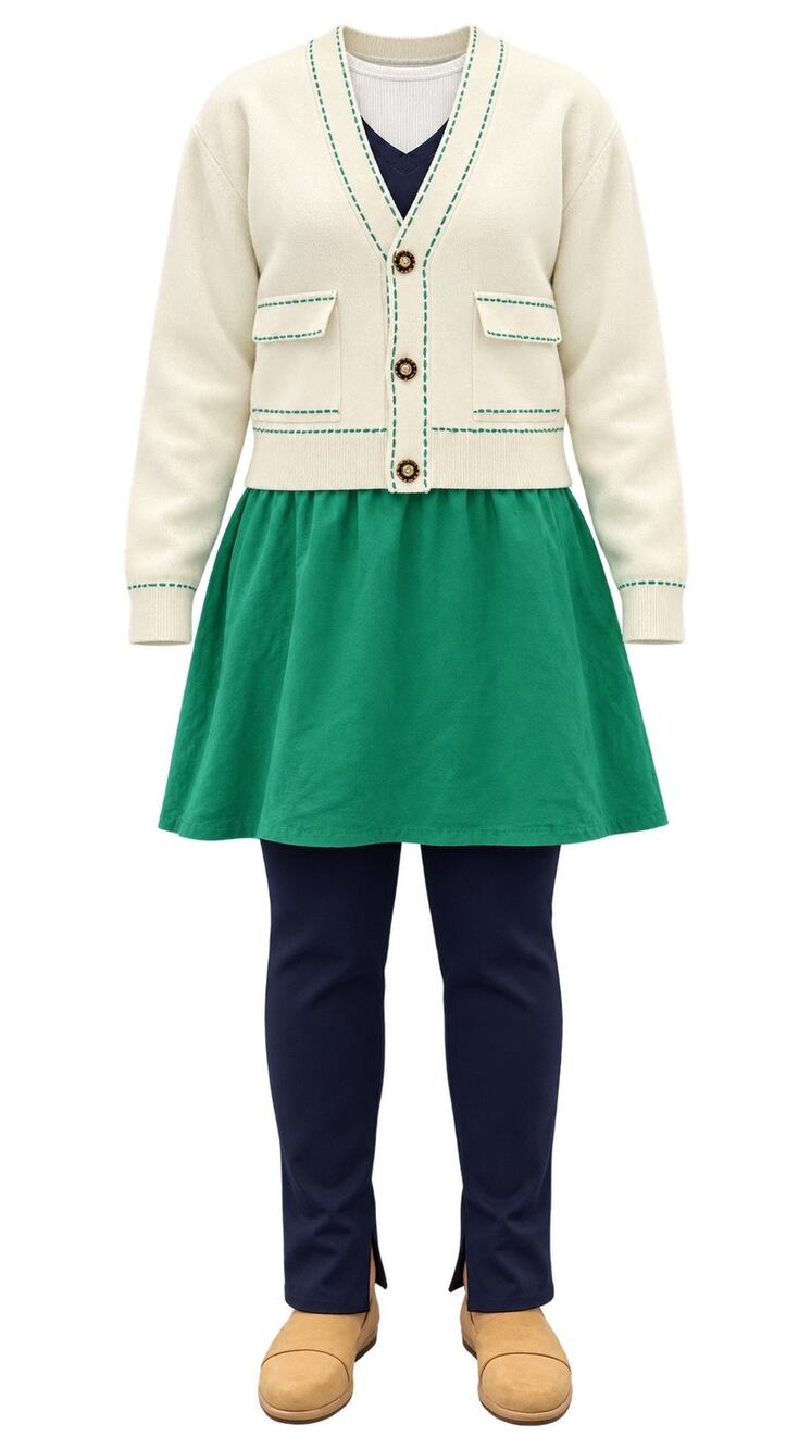 Anthropologie Maeve Cream & Green Cardigan Mini Dress Large NWT